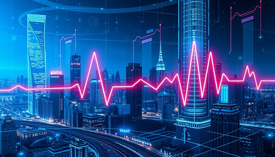 Futuristic real estate tech background in neon blue for AI marketing.