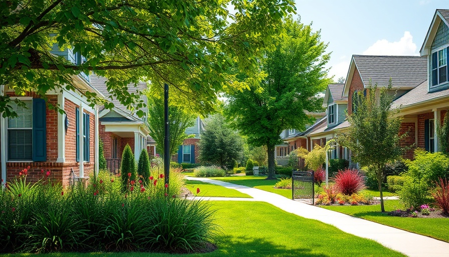 Charming suburban homes and lush greenery reflecting housing inventory trends.
