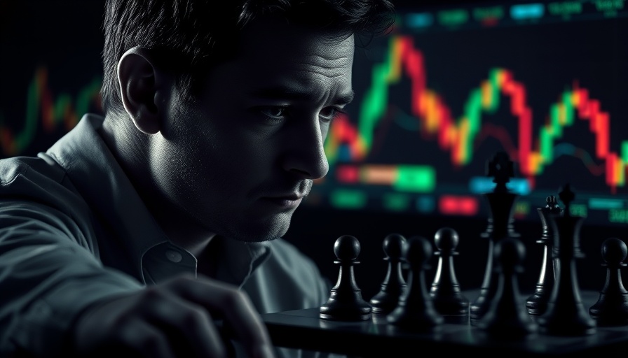 Man's portrait with chess and stock charts, investing in Opendoor.
