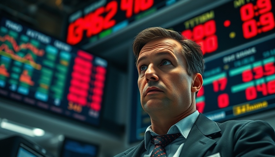 Stock trader observing market changes at stock exchange.