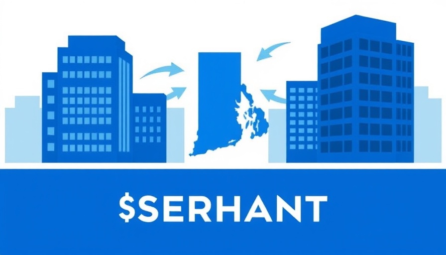 Illustration of SERHANT Rhode Island expansion with arrows and map.