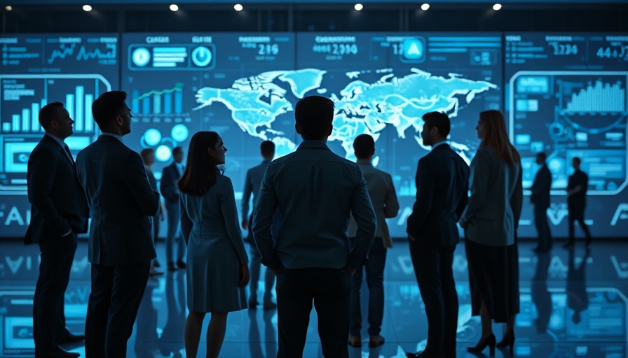 AI Adoption in Real Estate: professionals engage with digital data screens.