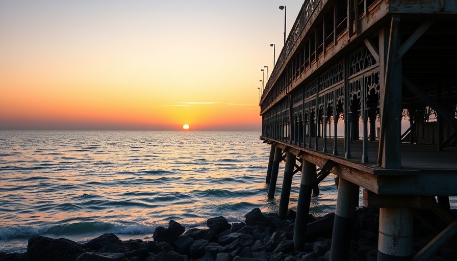 Serene sunset view over an old pier symbolizing retirement.