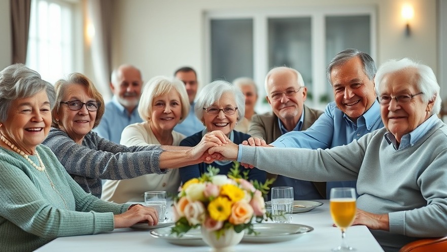 Elderly group celebrating Medicare 60th anniversary, united in care and community.