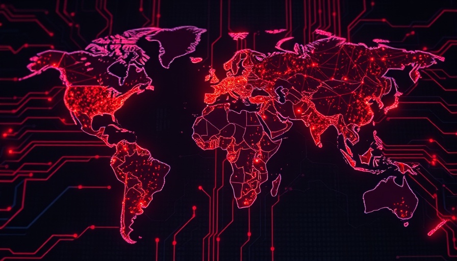 Digital world map circuit board illustrating Chinese cyber espionage.
