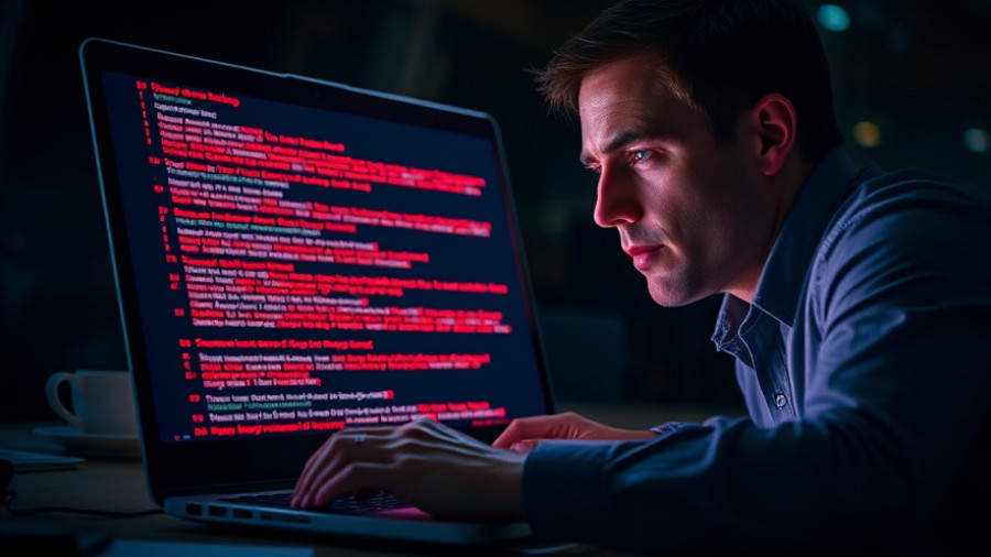 Person reviewing 194000 malicious domains on laptop screen.