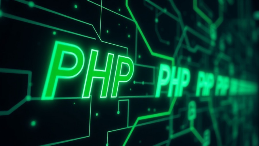 Automated botnet attacks visualization with glowing PHP symbols.