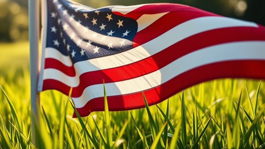 American flag in grassy field, symbolizing Veterans Day messages for small businesses.