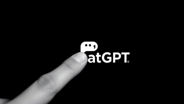 ChatGPT logo with finger on black background, emphasizing security bugs.