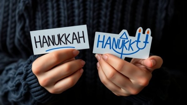 Close-up of hands with Hanukkah decoration signs for Hanukkah marketing ideas.