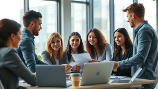 Young professionals in a meeting discussing individualized customer experience.