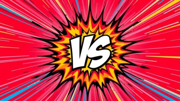 ThriveCart vs ClickFunnels comparison in colorful pop-art design.