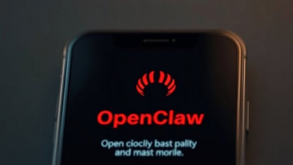 OpenClaw app screen with logo and text, highlighting AI security risks.