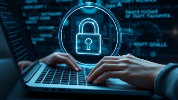 Credential theft attacks concept with digital padlock and warning symbols.