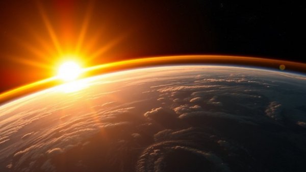 AI in Cybersecurity: Earth sunrise view from space with glowing atmosphere.