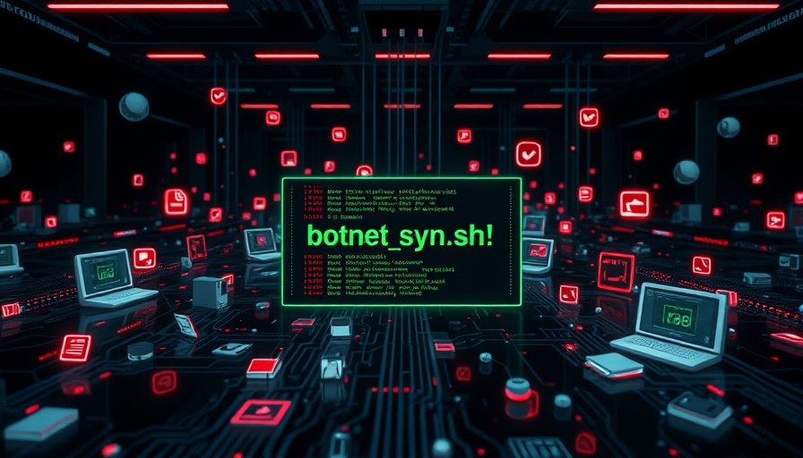7,000-device proxy botnet depicted with digital icons and script