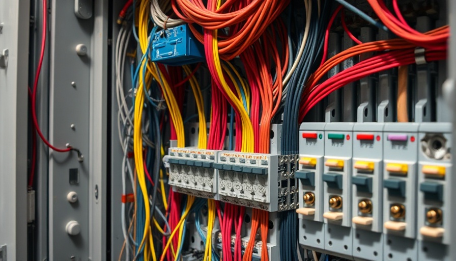 Close-up of a complex electrical panel in industrial setting.