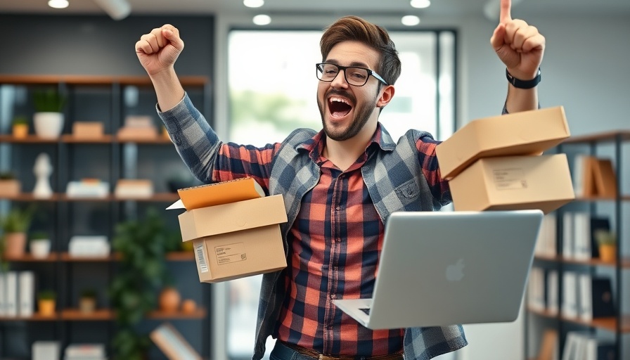 Sales Mindset and AI: Energetic man celebrates business success.