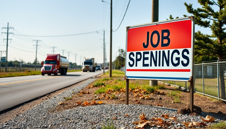 Road sign near small town businesses highlighting job openings, essential for thriving communities.