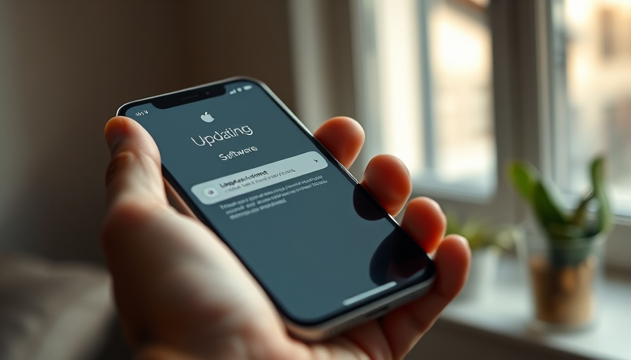 Hand holding iPhone during software update, highlighting Apple zero-day vulnerability update.