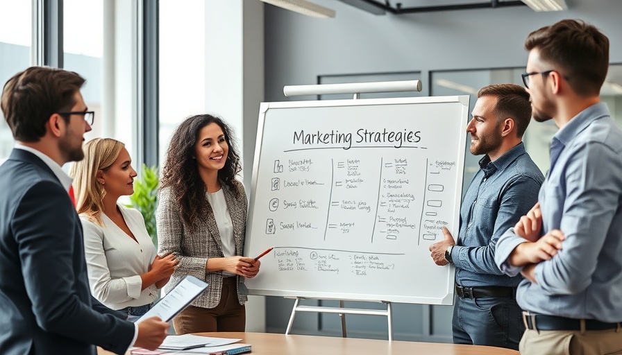 Diverse team discussing AI marketing strategies in an office.