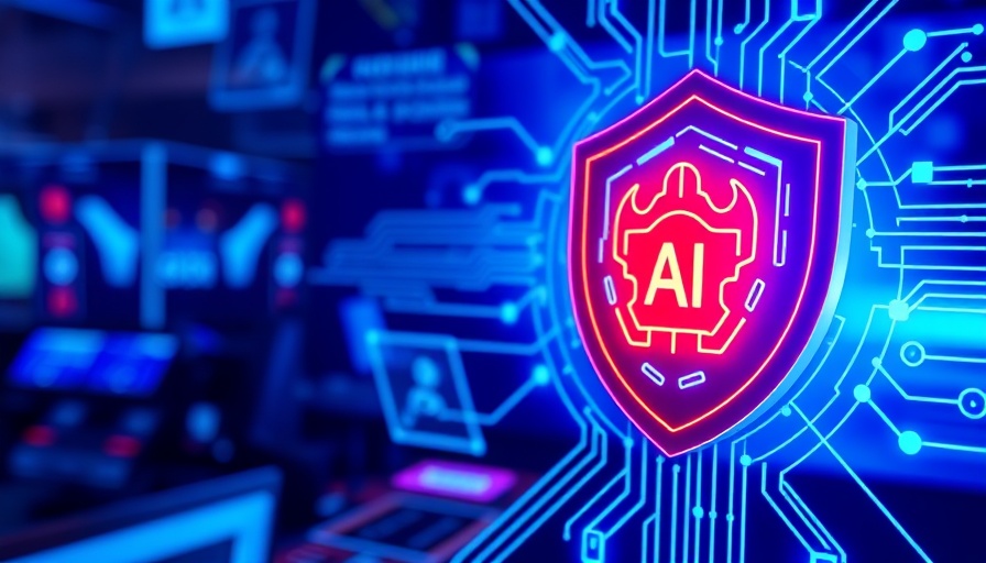 Modern banner on AI security theme with vibrant blue background.