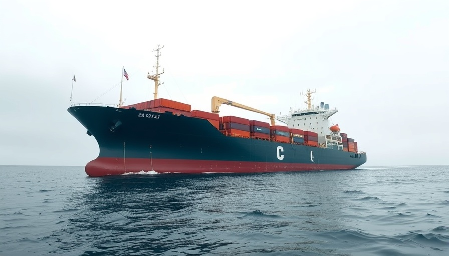 Cargo ship on the ocean, representing maritime communications.