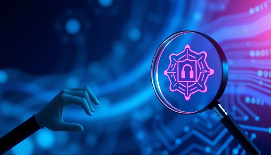 Illustrative AI security guide banner with magnifying glass and AI symbol.