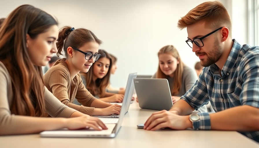 Young students engaging with laptops in a UAE Cyber Education Initiative.