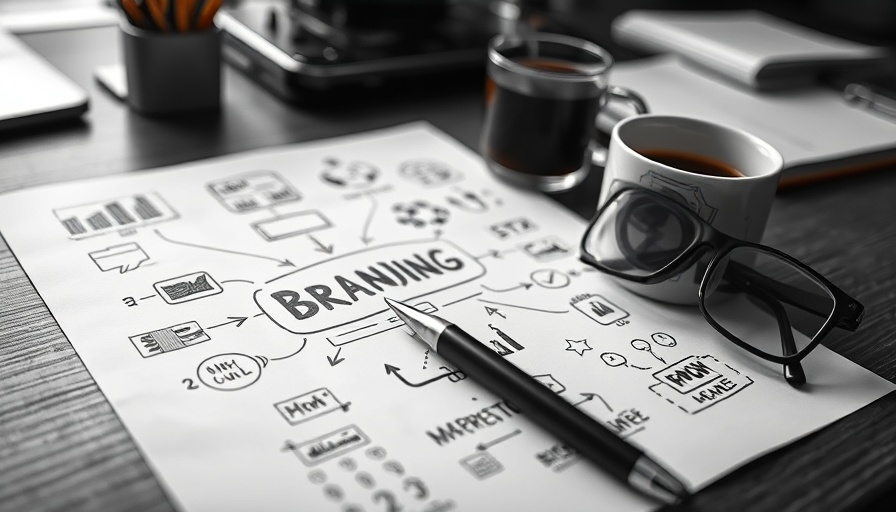 Effective company branding concept with branding diagram on desk.