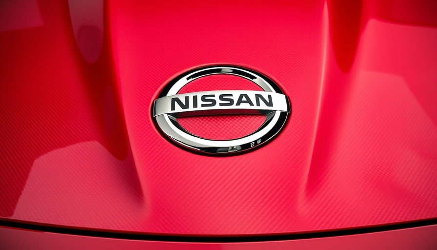 Sleek red Nissan car hood with logo symbolizing Nissan Brand Revitalization.