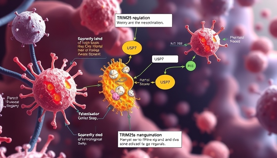 Mechanism diagram of USP7-TRIM25 in cancer progression.