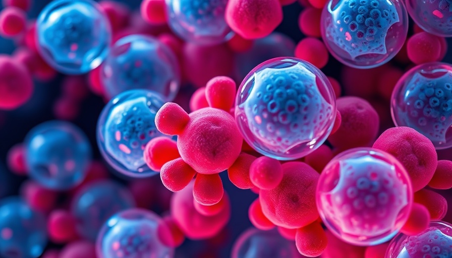 Detailed vibrant cells with nuclei illustrating cellular reprogramming.
