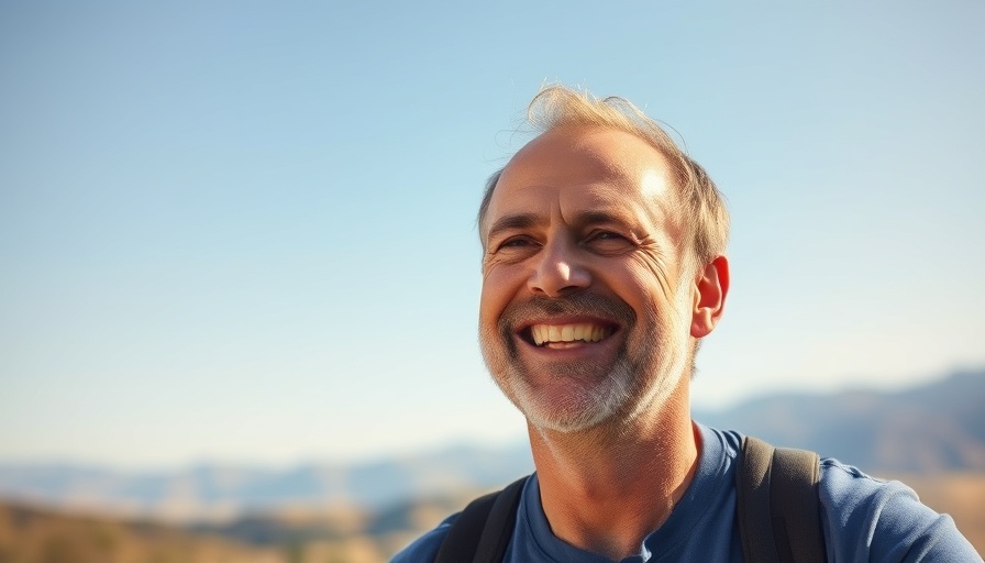 Smiling man enjoying a sunny day, precision cardiovascular medicine context.