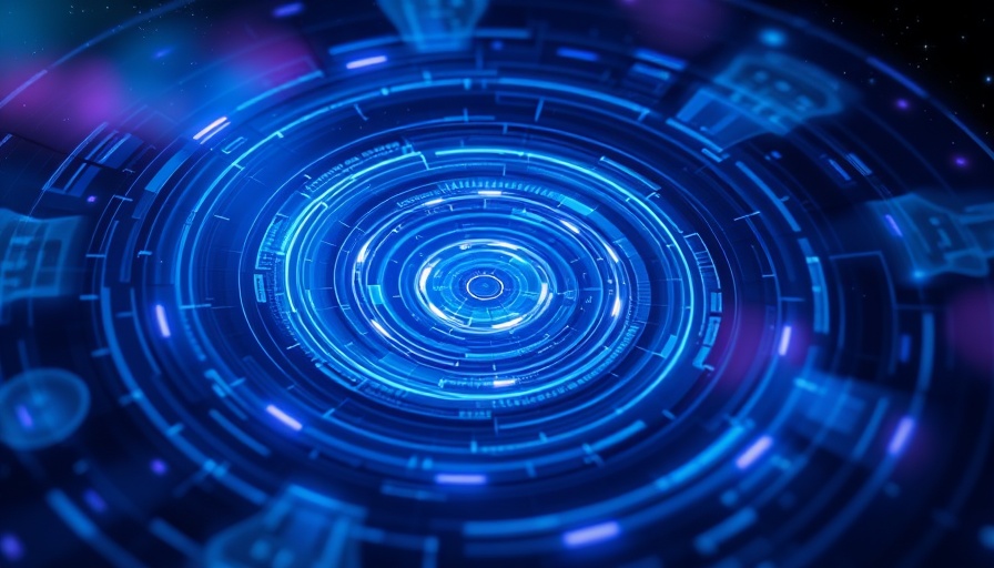 Futuristic spiral light waves depicting focused ultrasound treatment.