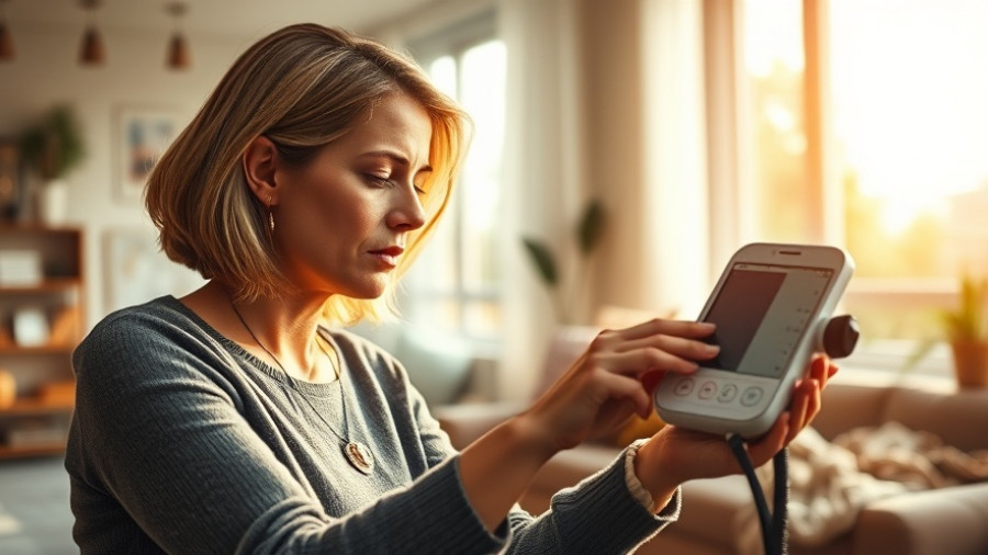 Woman monitoring blood pressure for lifelong heart health.