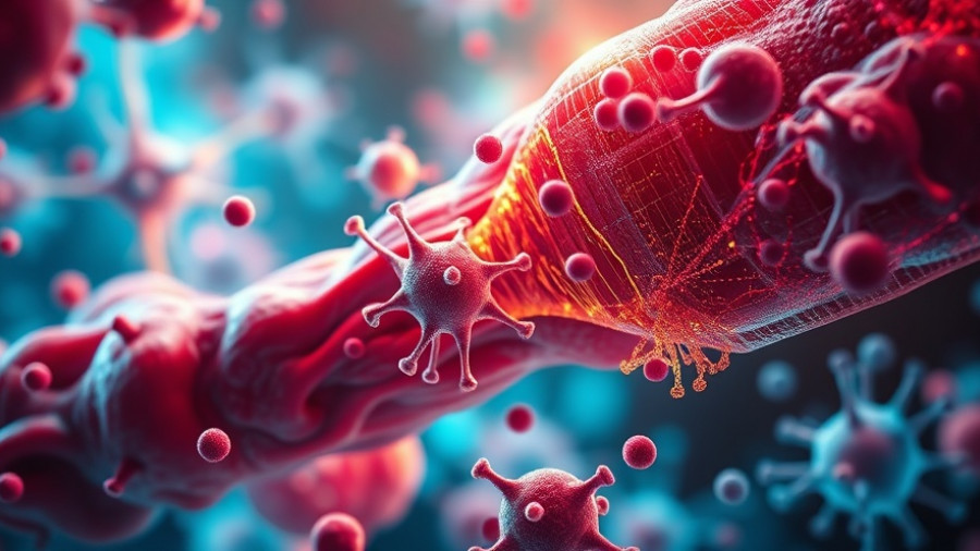 Adipose-derived stem cells concept in sci-fi style, vibrant molecular backdrop.