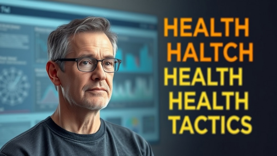 Middle-aged man promoting longevity tactics with scientific theme.