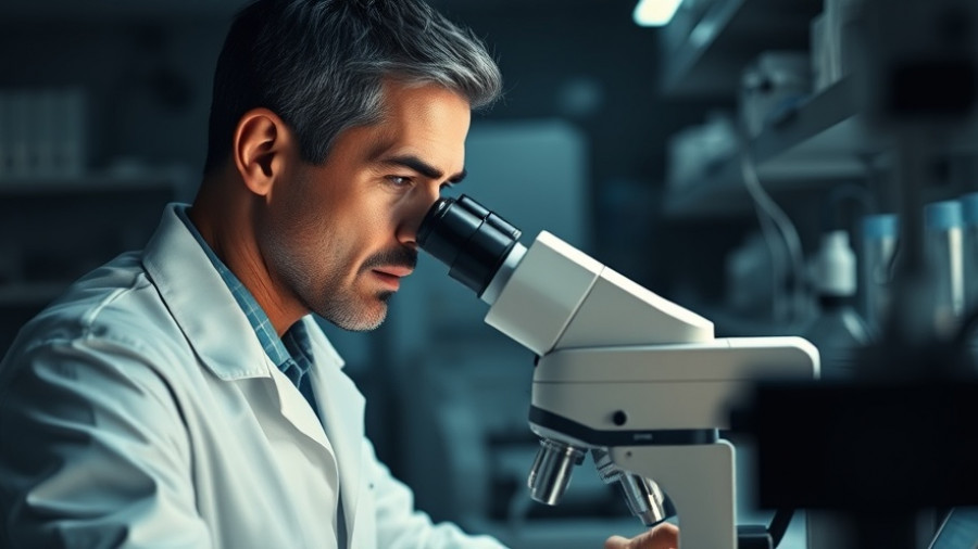 Scientist examining samples under a microscope in lab.