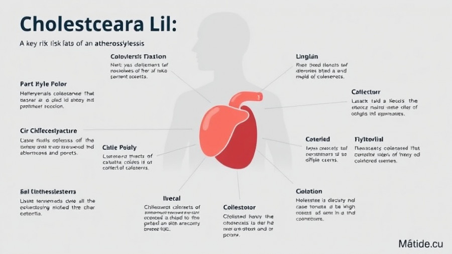 Infographic chart on atherosclerosis risk factors, emphasizing cholesterol.