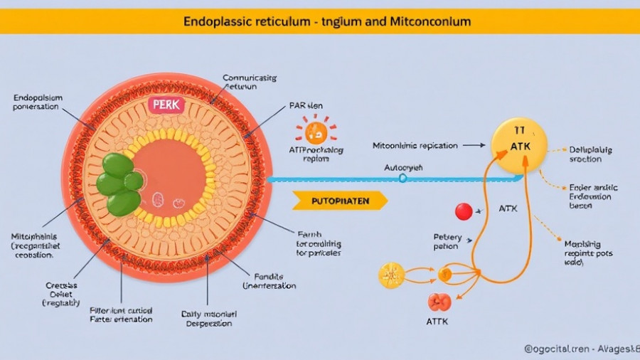 Diagram illustrating ER stress and mitochondrial communication via PERK.