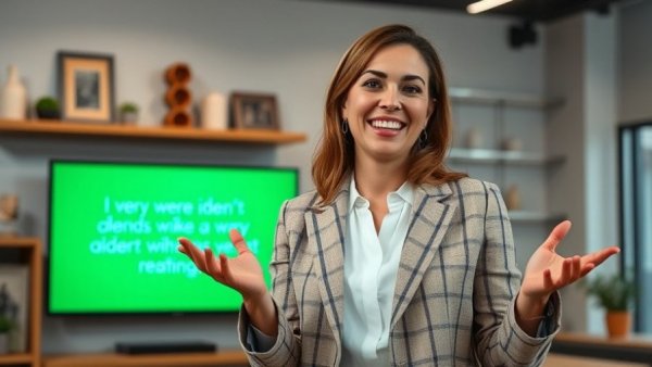 Professional woman explaining concept in studio on grounding with socks.