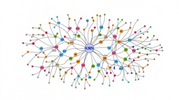 KMN complex network diagram illustrating connections with focus on longevity, high detail.