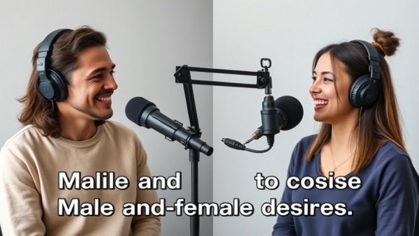 Engaging discussion on syncing desire with your partner, podcast setting.