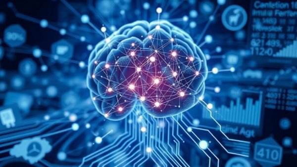 AI analyzing biomarkers in aging, futuristic interface.