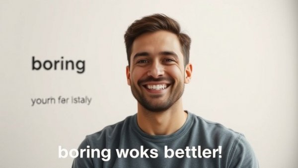 Low-effort content for business success message with a smiling man.