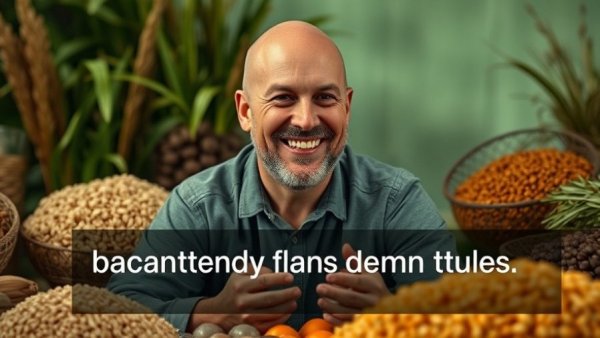 Poster on fiber and colon cancer prevention with smiling man.