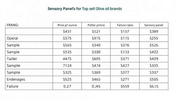 3-MCPD analysis table showing olive oil brands' sensory panel results.