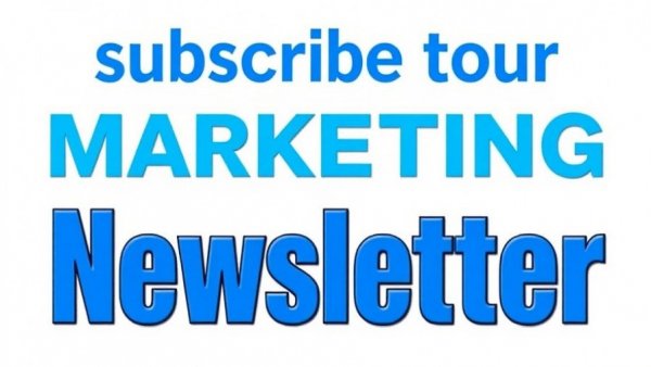 Bold blue text invitation for marketing newsletter subscription.