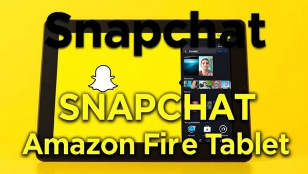 Snapchat Amazon Fire Tablet App promotion on vibrant yellow background